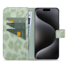 My Style Flex Wallet For Apple Iphone 15 Pro Green Leopard - 123TelecomShop