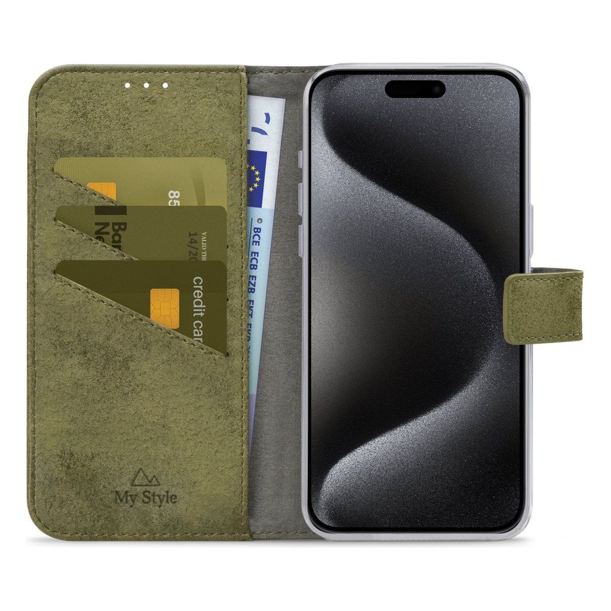 My Style Flex Wallet For Apple Iphone 15 Pro Max Olive - 123TelecomShop