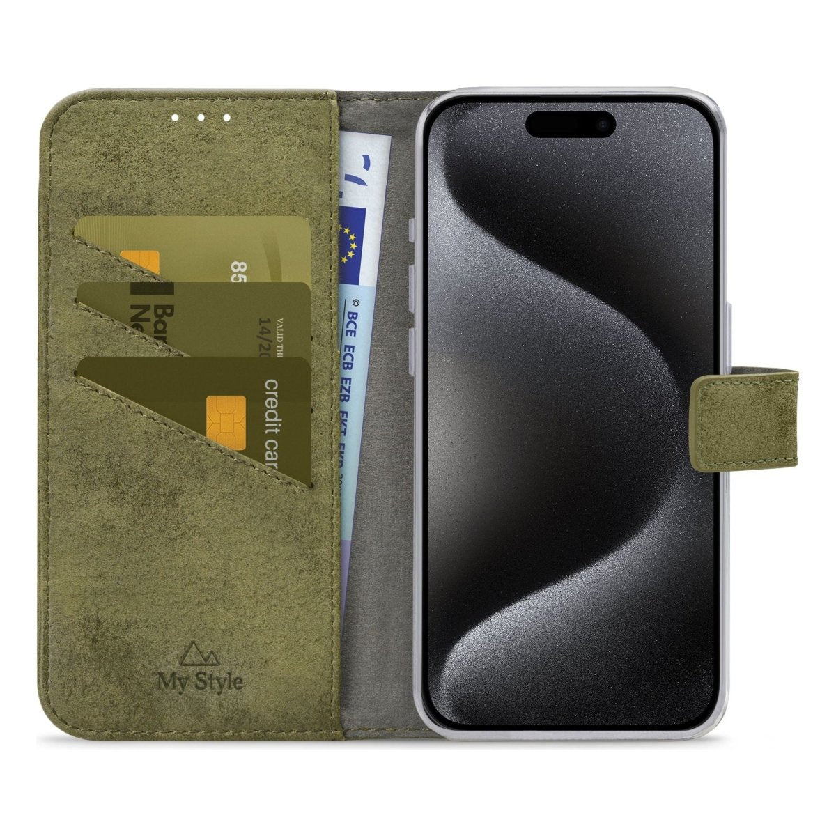 My Style Flex Wallet For Apple Iphone 15 Pro Olive - 123TelecomShop