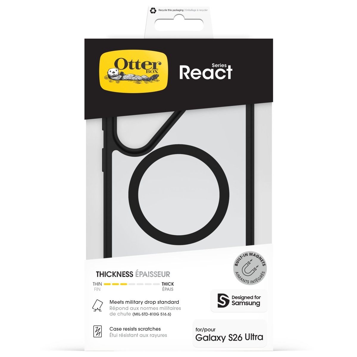 Otterbox React Magnets Series Samsung Galaxy S26 Ultra 5G Clear/Black - 123TelecomShop