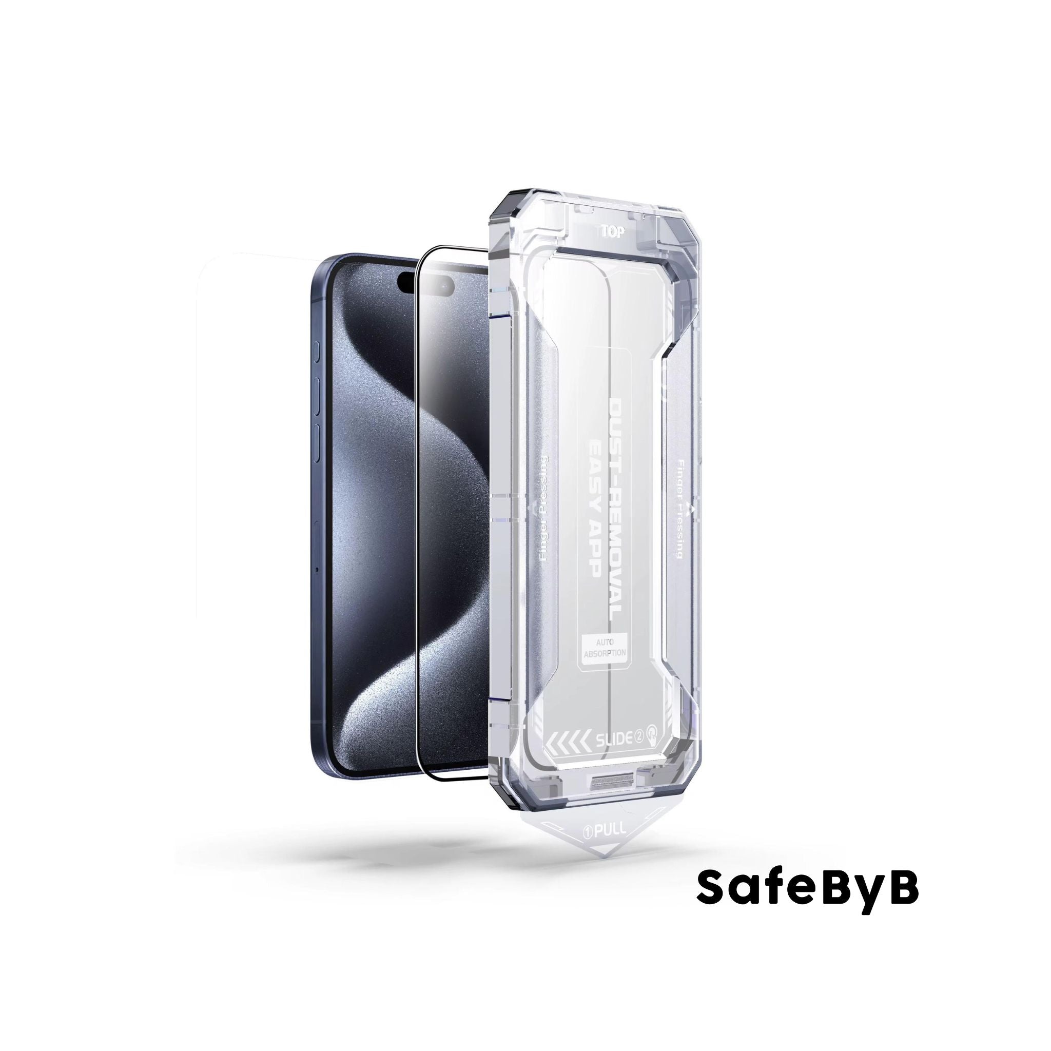 SafeByB Clear Tempered Glass iPhone 16 Pro Max met Installatietray Dust Removal - 123TelecomShop