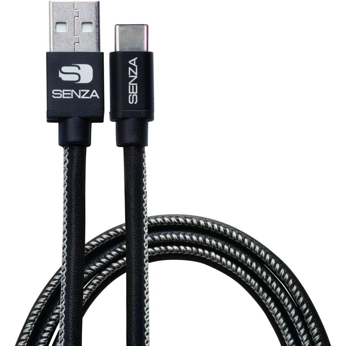 Senza Premium Leather Charge/Sync Cable Usb-C 1.5M. 15W Black - 123TelecomShop