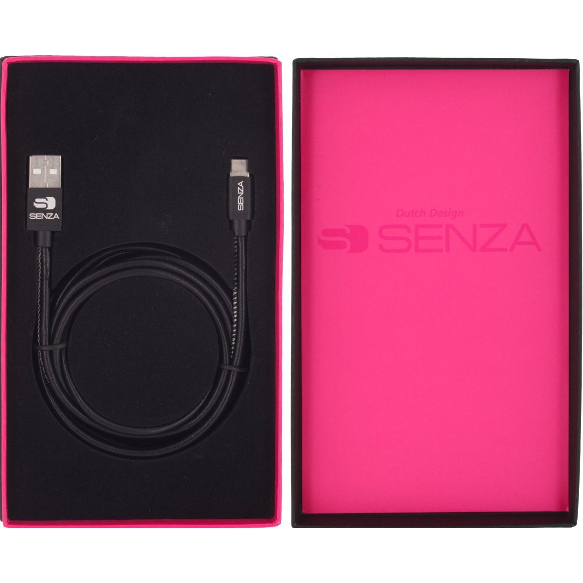 Senza Premium Leather Charge/Sync Cable Usb-C 1.5M. 15W Black - 123TelecomShop