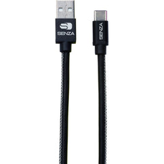 Senza Premium Leather Charge/Sync Cable Usb-C 1.5M. 15W Black - 123TelecomShop