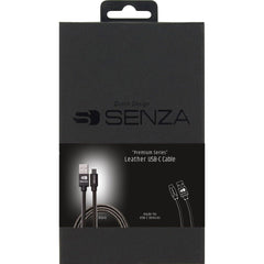 Senza Premium Leather Charge/Sync Cable Usb-C 1.5M. 15W Black - 123TelecomShop