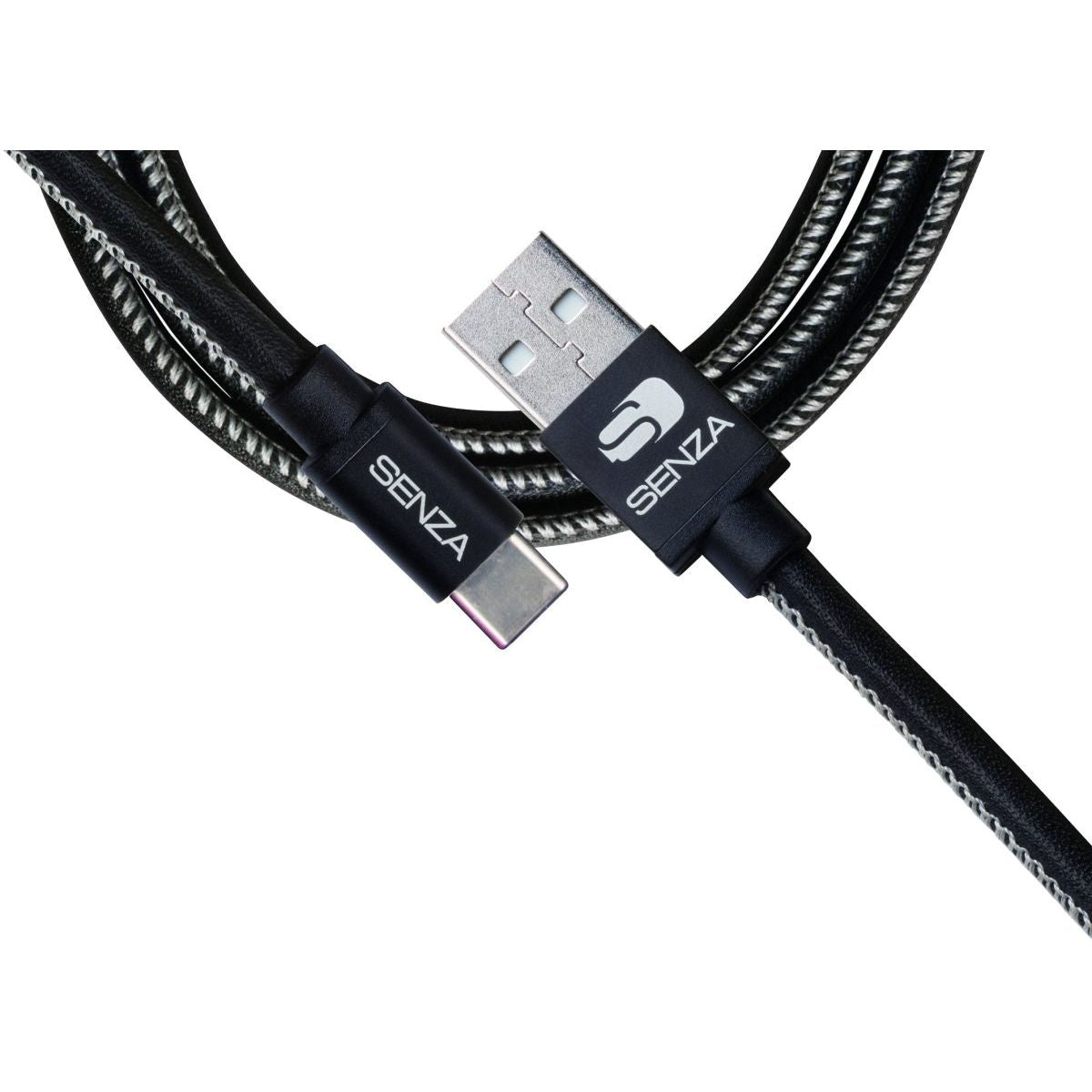 Senza Premium Leather Charge/Sync Cable Usb-C 1.5M. 15W Black - 123TelecomShop