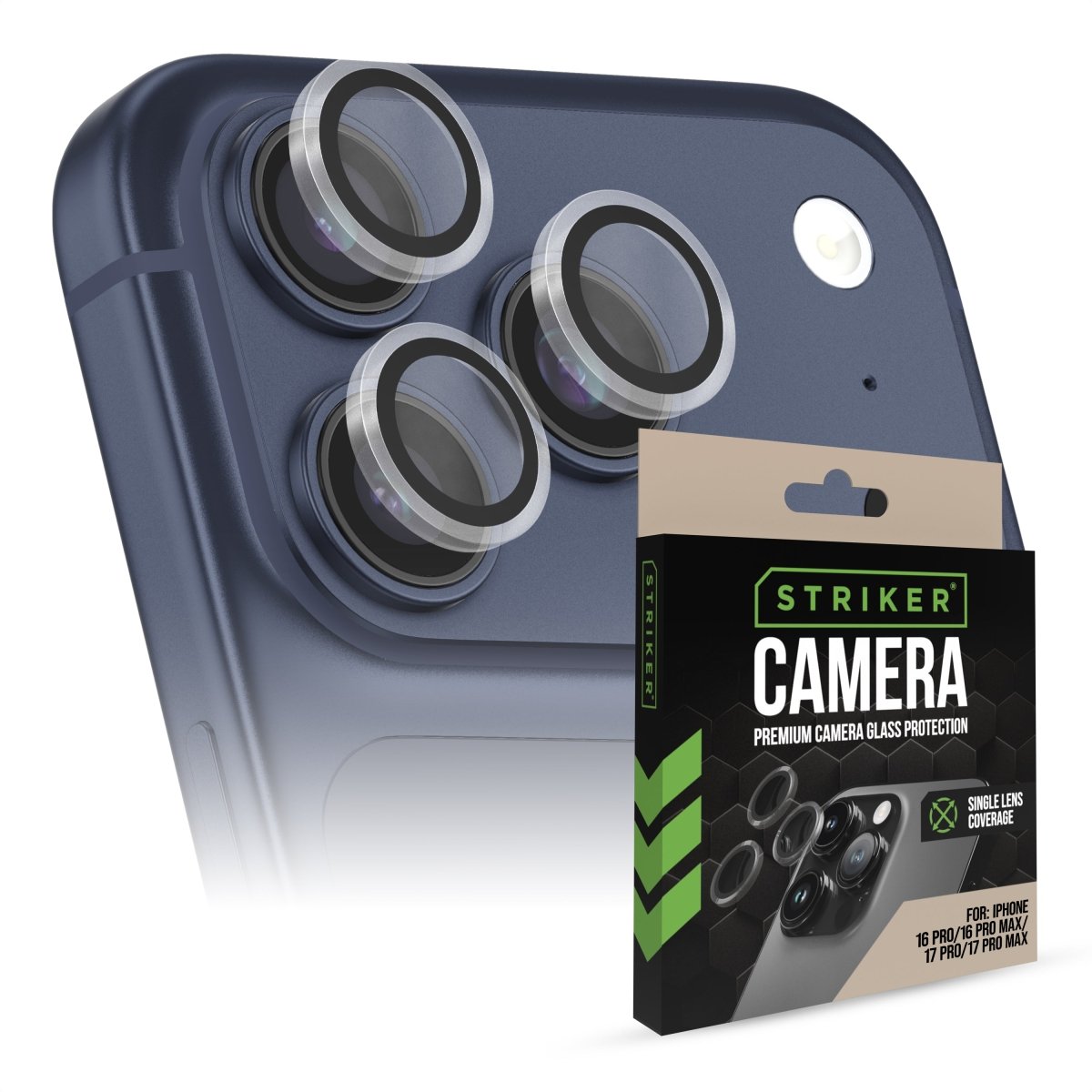 Striker Single Lens Glass Camera Protector - Transparent - Apple Iphone 16 Pro/16 Pro Max/17 Pro/17 Pro Max - 123TelecomShop