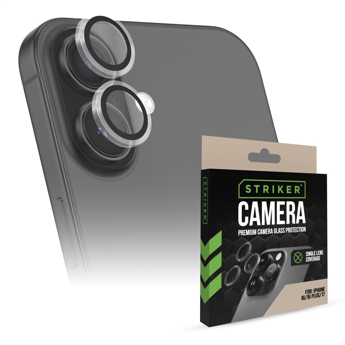 Striker Single Lens Glass Camera Protector - Transparent - Apple Iphone 16/16 Plus/17 - 123TelecomShop