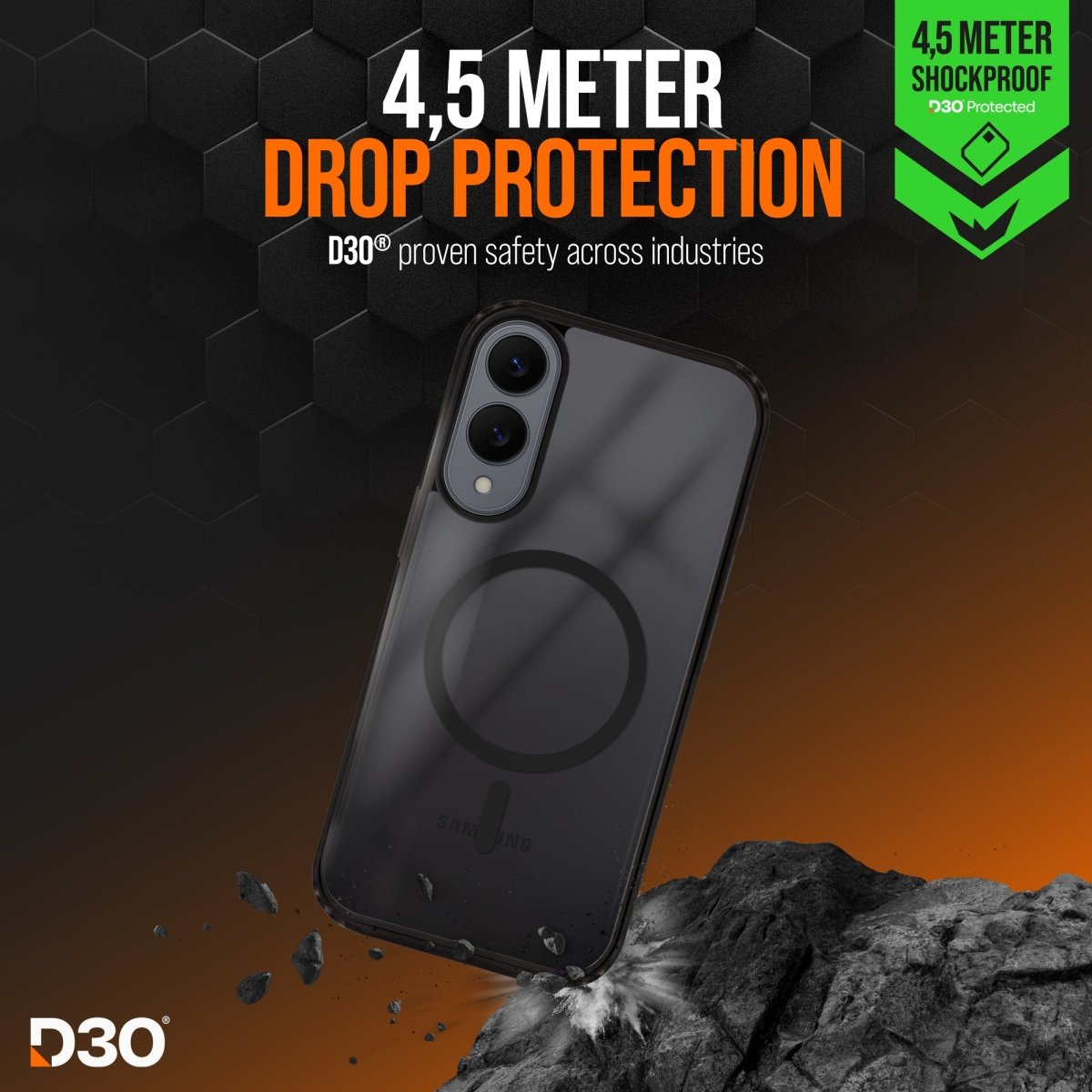 Striker X - Core - D3O Xtreme Impact Mag Case - Black - Samsung S25 Edge 5G - 123TelecomShop