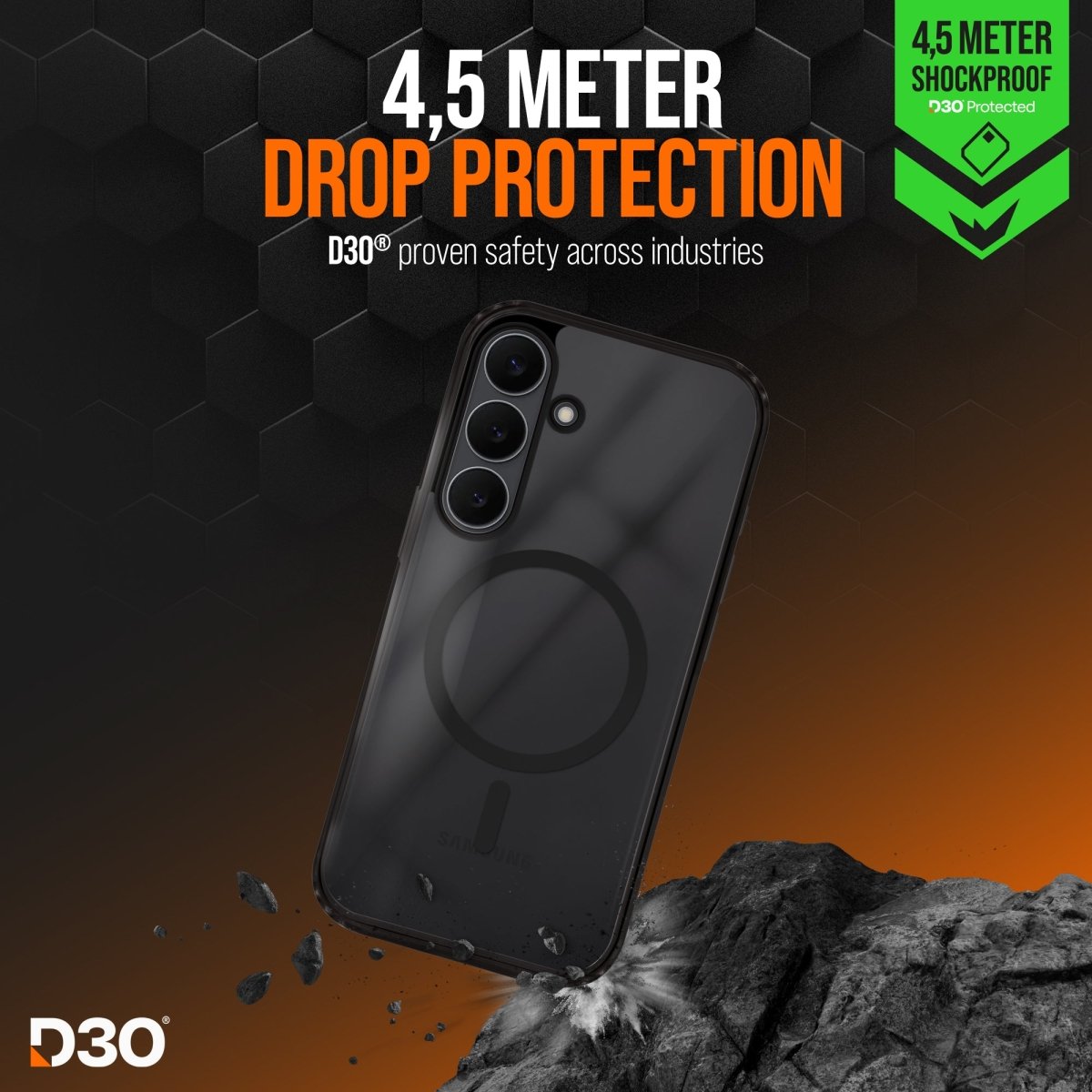 Striker X - Core - D3O Xtreme Impact Mag Case - Black - Samsung S25 Fe - 123TelecomShop