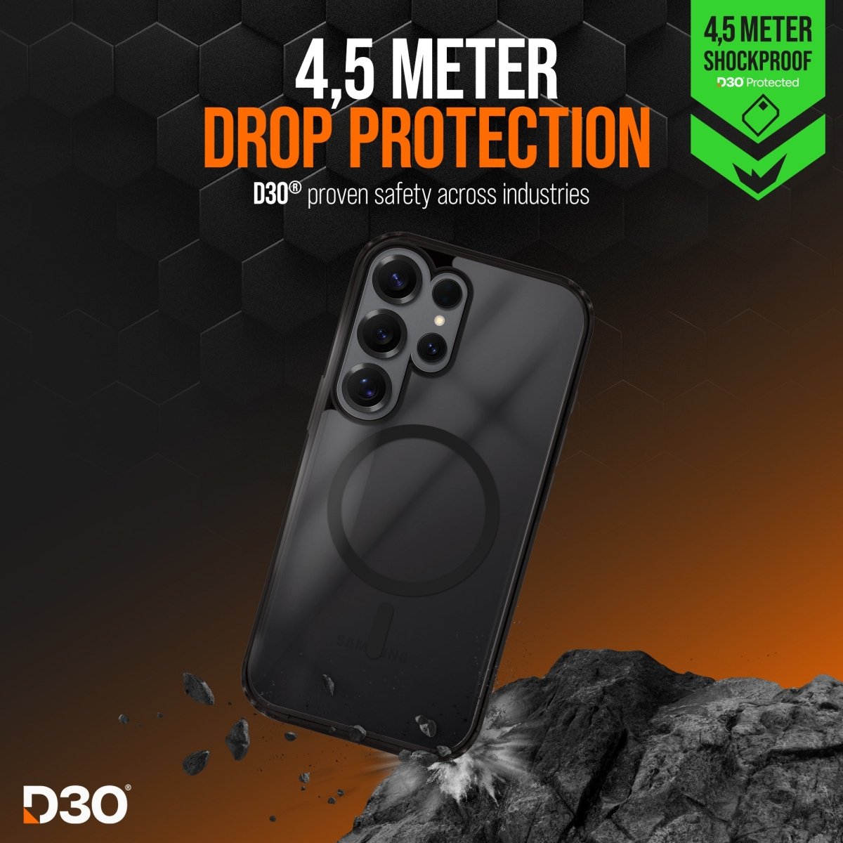 Striker X - Core - D3O Xtreme Impact Mag Case - Black - Samsung S25 Ultra 5G - 123TelecomShop