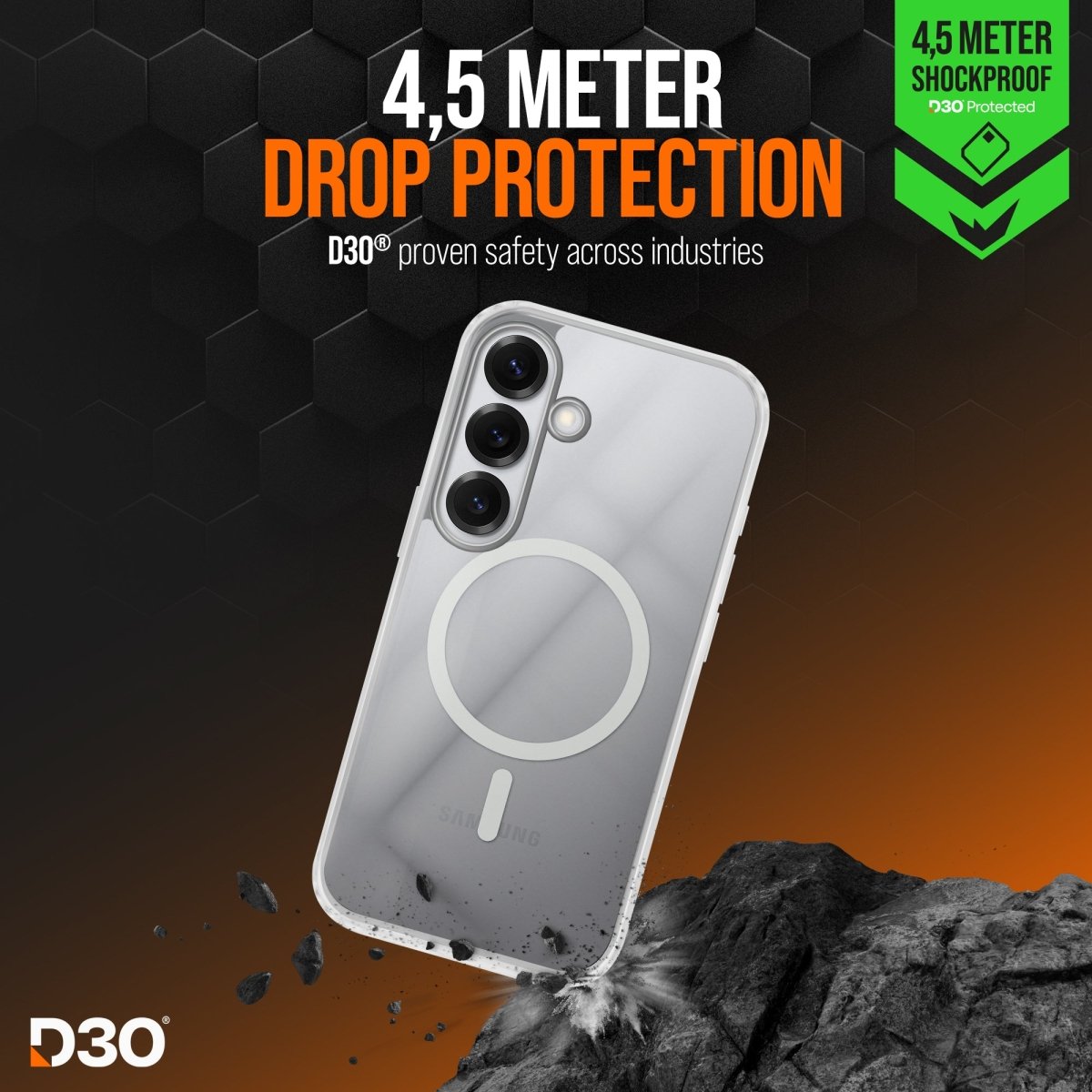 Striker X - Core - D3O Xtreme Impact Mag Case - Clear - Samsung S25 5G - 123TelecomShop