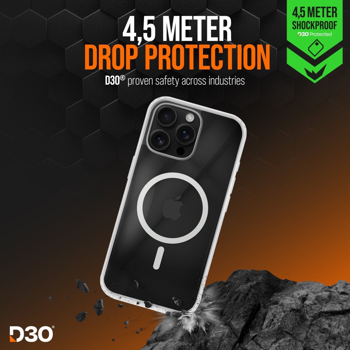 Striker X - Core - D3O Xtreme Impact Mag Case Pro - Clear - Apple Iphone 16 Pro Max - 123TelecomShop