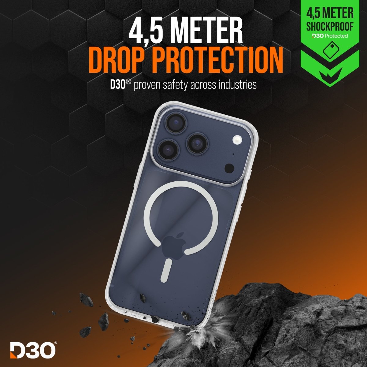 Striker X - Core - D3O Xtreme Impact Mag Case Pro - Clear - Apple Iphone 17 Pro Max - 123TelecomShop