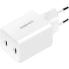 Mobiparts dubbele Thuislader Voedingsadapter - 35W - USB-C - Wit