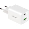 Mobiparts dubbele Thuislader Voedingsadapter - 45W - USB-A en USB-C - Wit