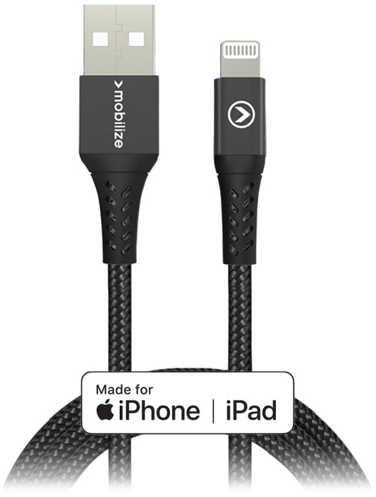 Mobilize Strong Nylon Cable Usb To Apple Mfi Lightning 2M. 12W Black