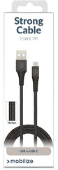 Mobilize Strong Nylon Cable Usb To Usb-C 1M. 15W Black