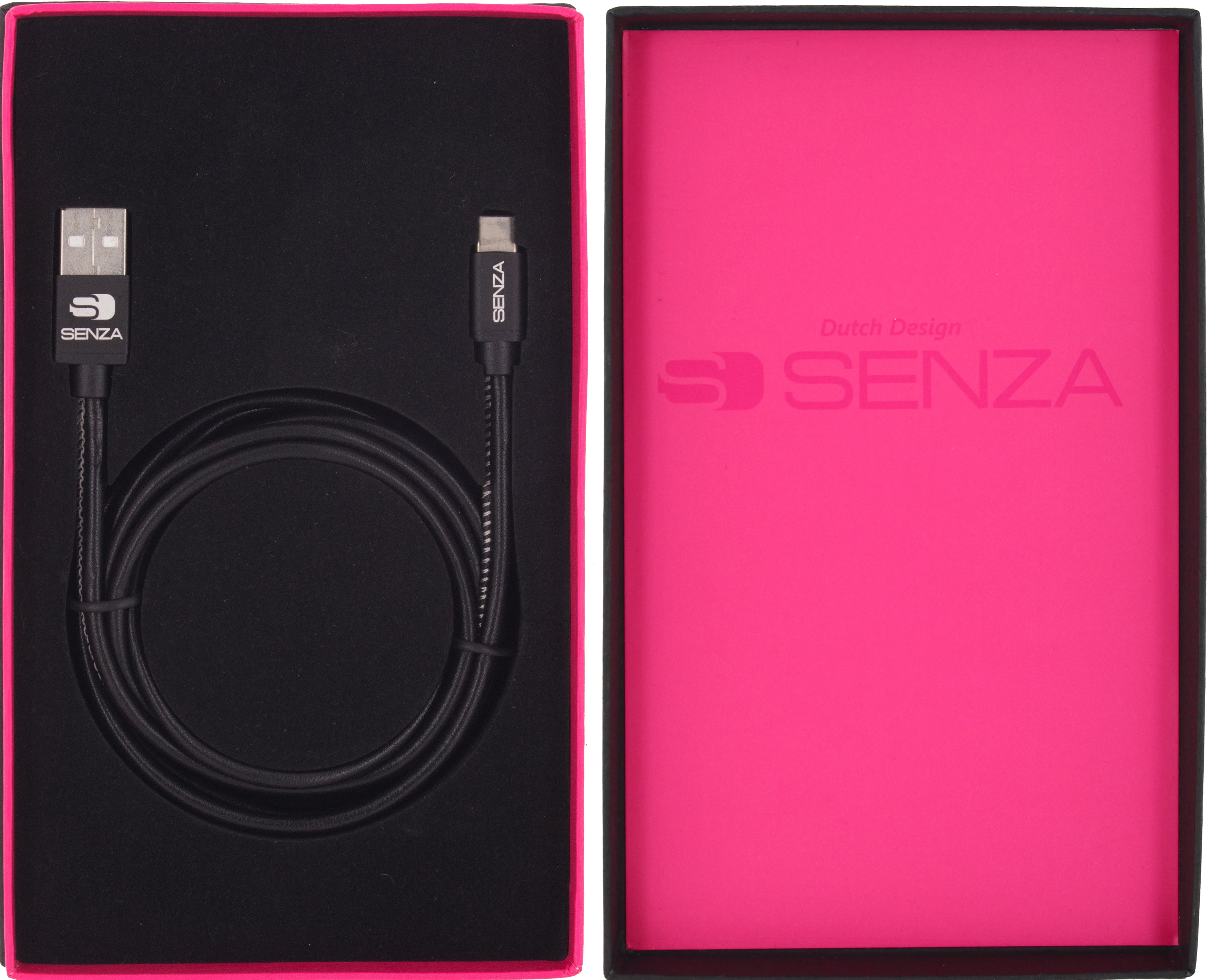 Senza Premium Leather Charge/Sync Cable Usb-C 1.5M. 15W Black