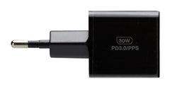 Mobilize Wall Charger Usb-C + Usb Gan 30W With Pd/Pps Black