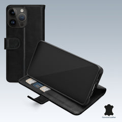 Mobilize Echt Lederen Bookcase voor de iPhone 14 Pro Max - Zwart