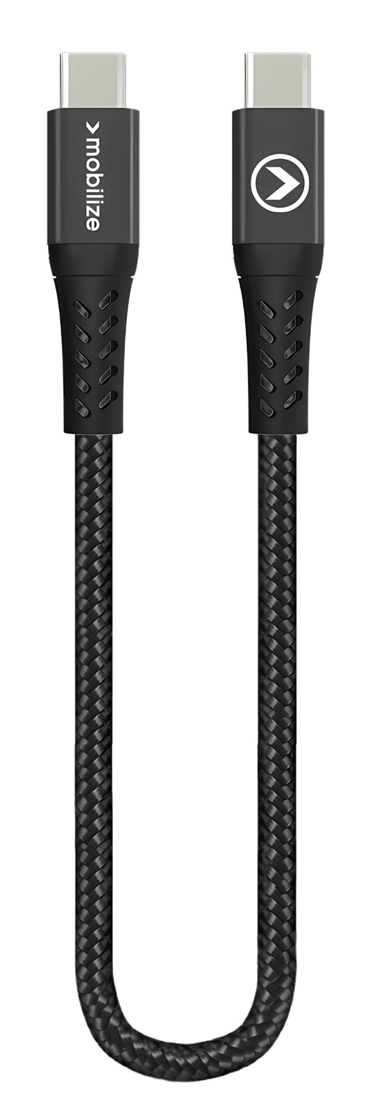 Mobilize Strong Nylon Cable Usb-C To Usb-C 20Cm. 100W Black