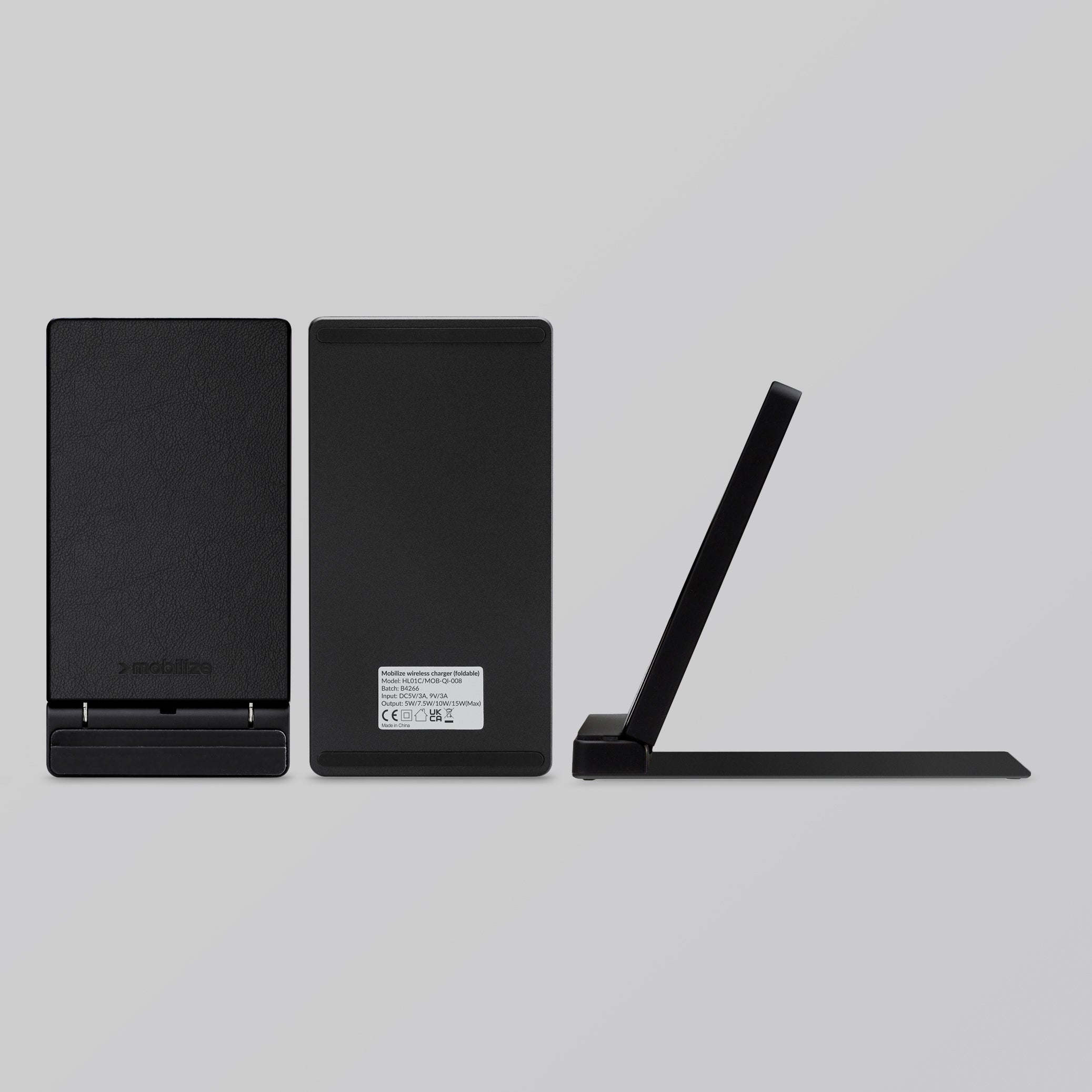 Mobilize Wireless Fast Charger Foldable 5W/7.5W/10W/15W Pu Leather Black