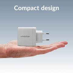 Mobilize Wall Charger 2X Usb-C + 1X Usb Gan 65W With Pd/Pps White