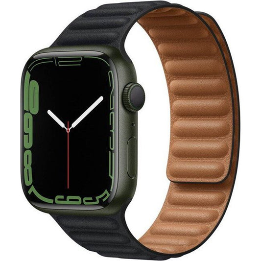 Apple Leather Link voor de Apple Watch Series 1-9 / SE / Ultra (2) - 42/44/45/49mm - Maat S/M - Midnight