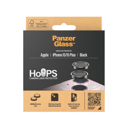 PanzerGlass Apple iPhone 15/15 Plus Hoops Kameraschutz, Schwarz