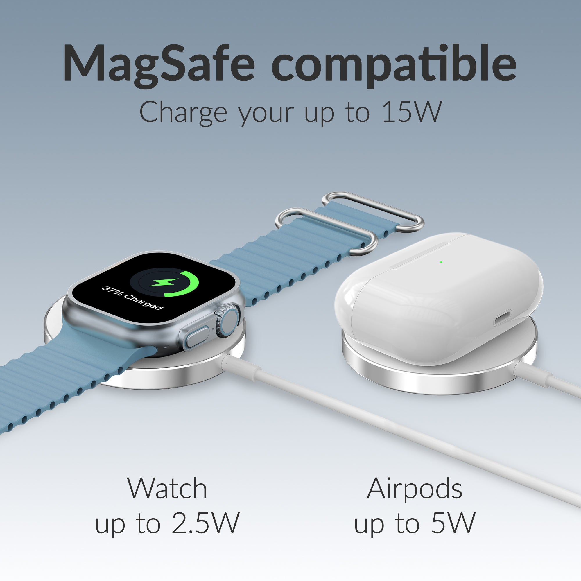 Mobilize 3In1 Magnetic Wireless Charger Magsafe Compatible 15W White