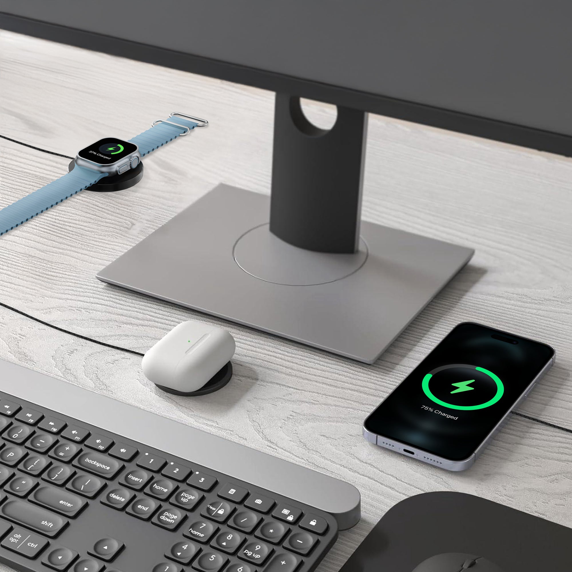 Mobilize 3In1 Magnetic Wireless Charger Magsafe Compatible 15W White