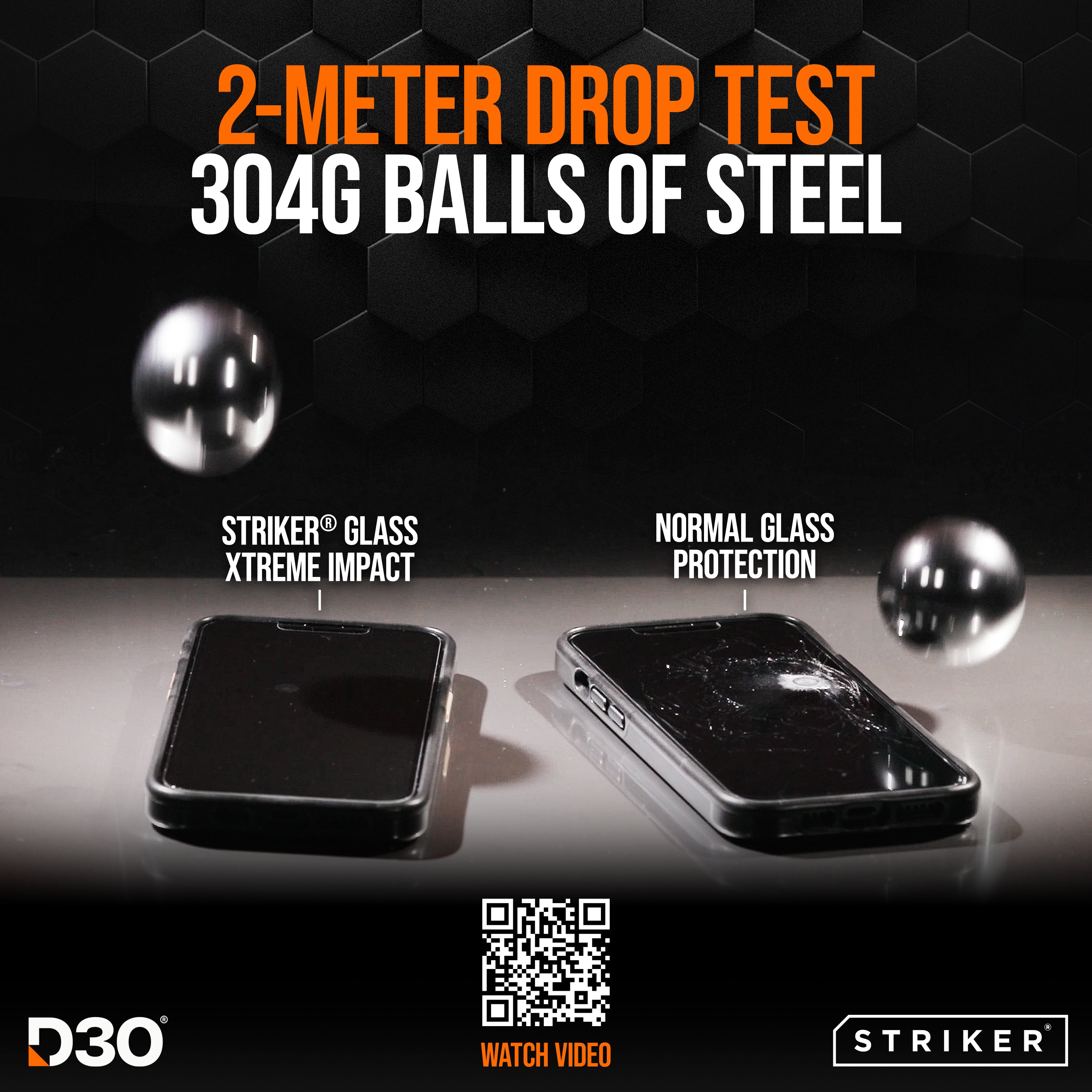 Striker D3O Xtreme Impact Glass Screen Protector - Black Frame - Apple Iphone 16 Pro Max/17 Pro Max/18 Pro Max