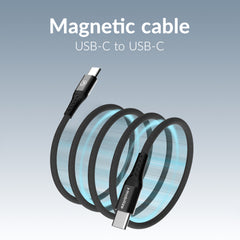 Mobilize Magnetic Nylon Cable - Usb-C To Usb-C - 1M. - 100W Black