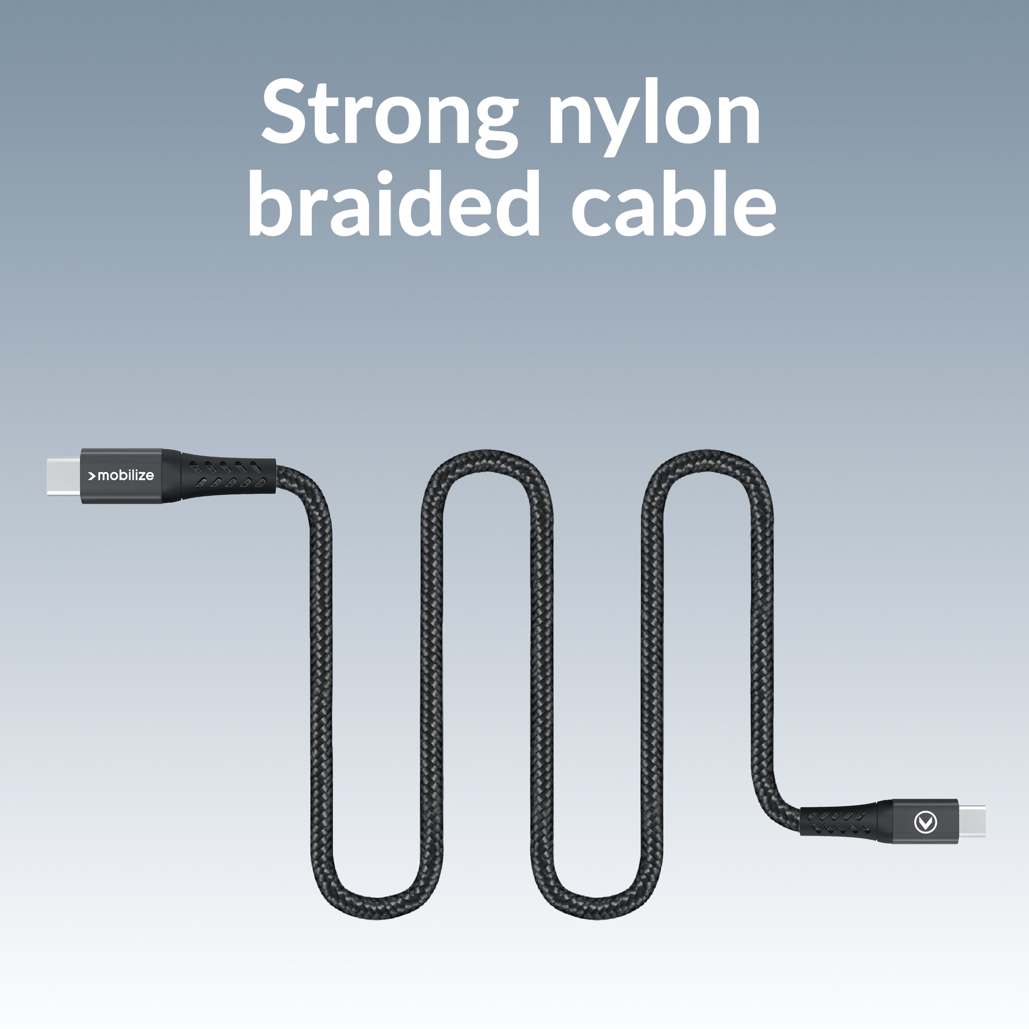 Mobilize Magnetic Nylon Cable - Usb-C To Usb-C - 1M. - 100W Black