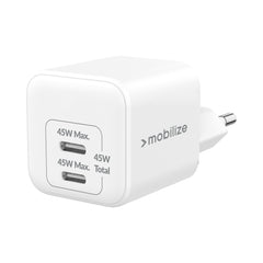 Mobilize Wall Charger 2X Usb-C Gan 45W With Pd/Pps White