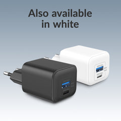 Mobilize Wall Charger Usb-C + Usb Gan 30W With Pd/Pps + Usb-C Nylon Cable 1.2M Black