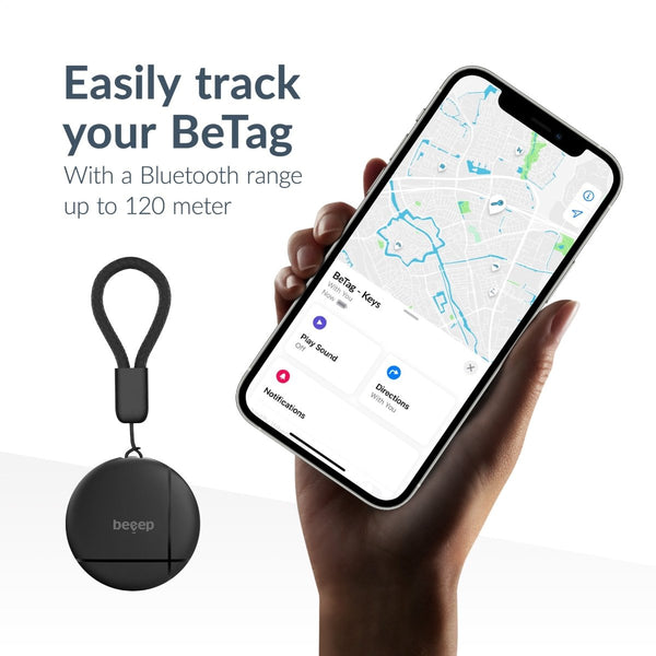 Beeep Betag Find My Tracker Black & Keychain Black - 1 Pack - 123TelecomShop