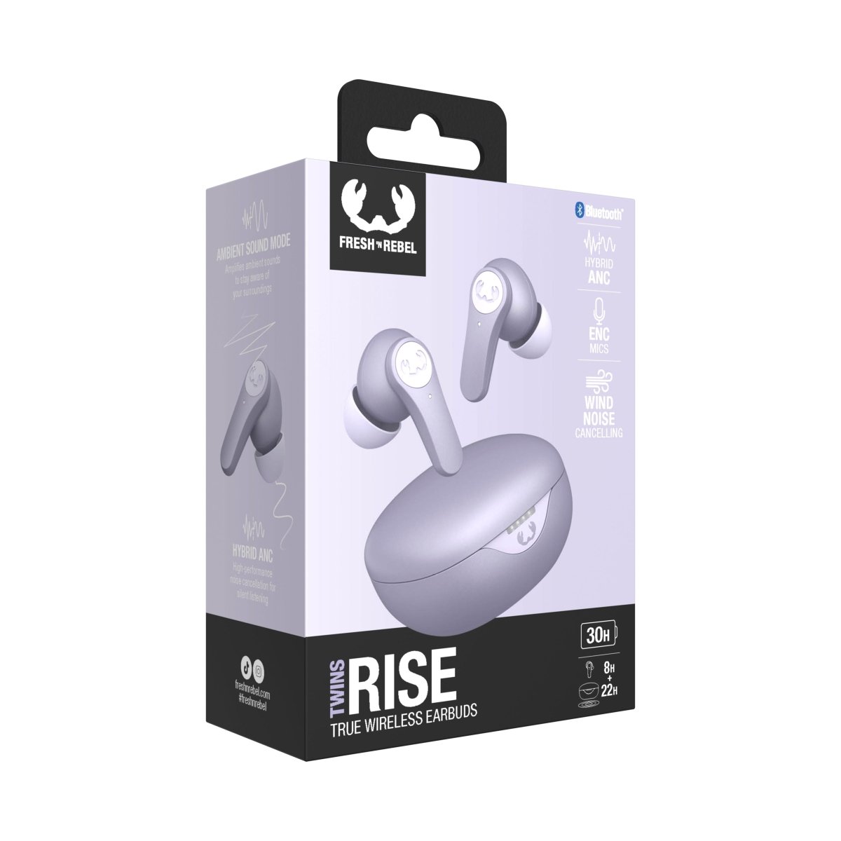 Fresh 'n Rebel Twins Rise - Draadloze Oordopjes - Noise Cancelling - Draadloos opladen - Dreamy Lilac - 123TelecomShop