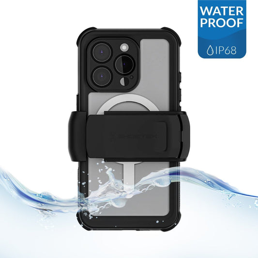 Ghostek Nautical Waterproof Magsafe Case + Belt Swivel Holster Apple Iphone 16 Pro Clear - 123TelecomShop