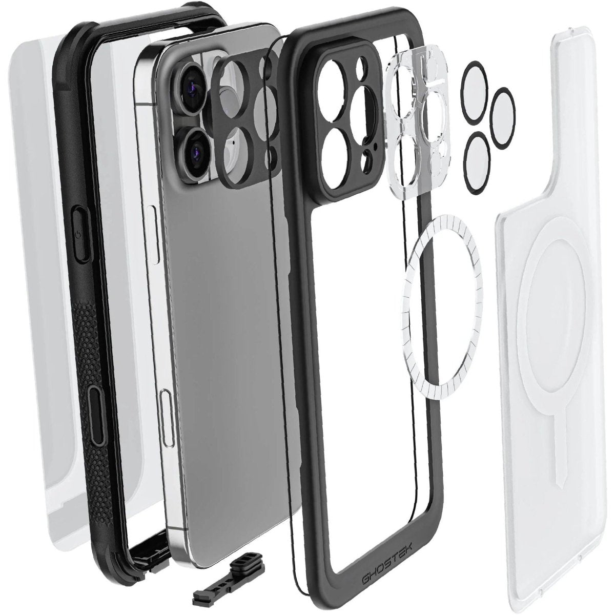 Ghostek Nautical Waterproof Magsafe Case + Belt Swivel Holster Apple Iphone 16 Pro Max Clear - 123TelecomShop