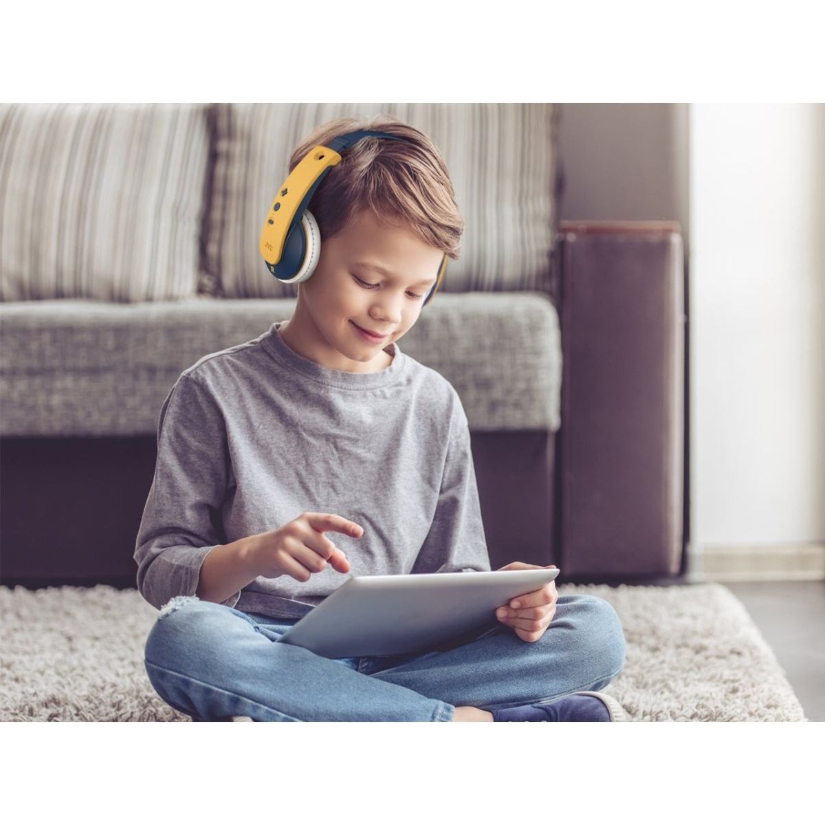 Jvc Ha - Kd10W Jvc Kids Tinyphones Wireless Headphone Yellow/Blue - 123TelecomShop