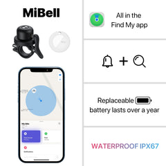 MiLi MiBell Fietsbel met MiLi MiTag - Diefstalbeveiliging - Fietsbel - Zwart - 123TelecomShop