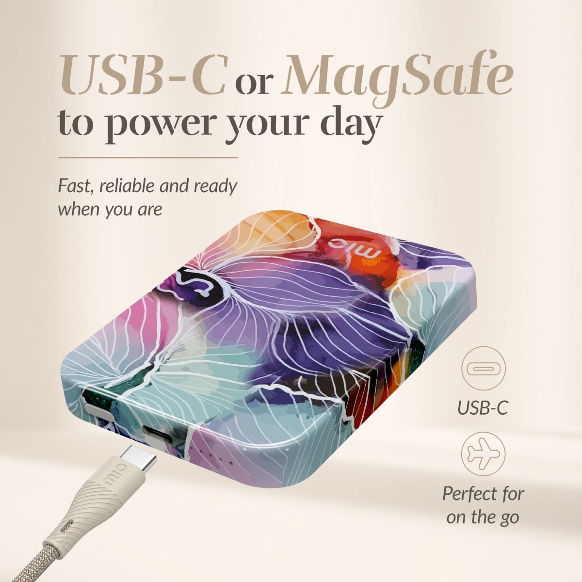 Mio By Mobilize Mio Powerbank 5000Mah With Double Sided Magsafe Compatibility Flowers - Glossy - 123TelecomShop