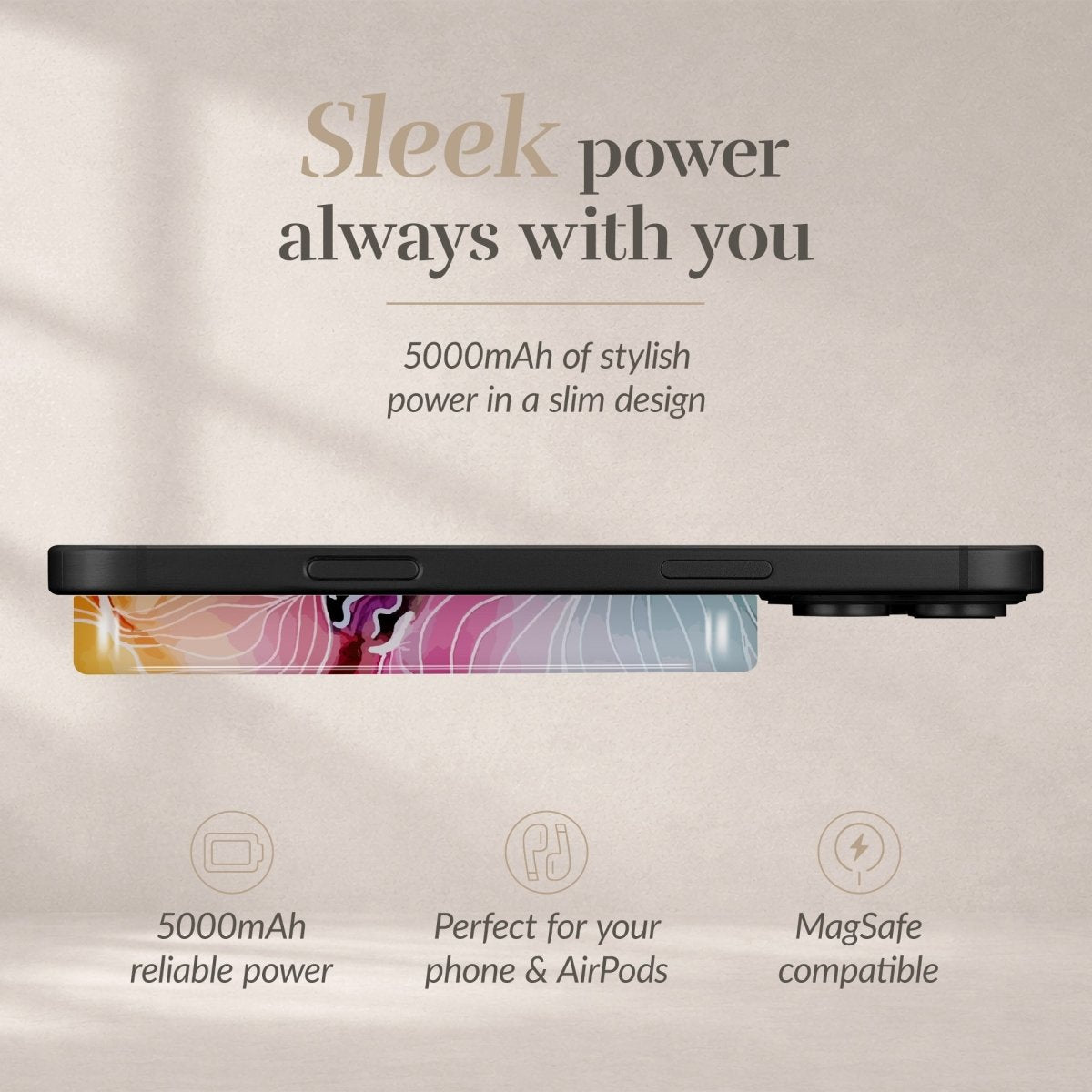 Mio By Mobilize Mio Powerbank 5000Mah With Double Sided Magsafe Compatibility Flowers - Glossy - 123TelecomShop