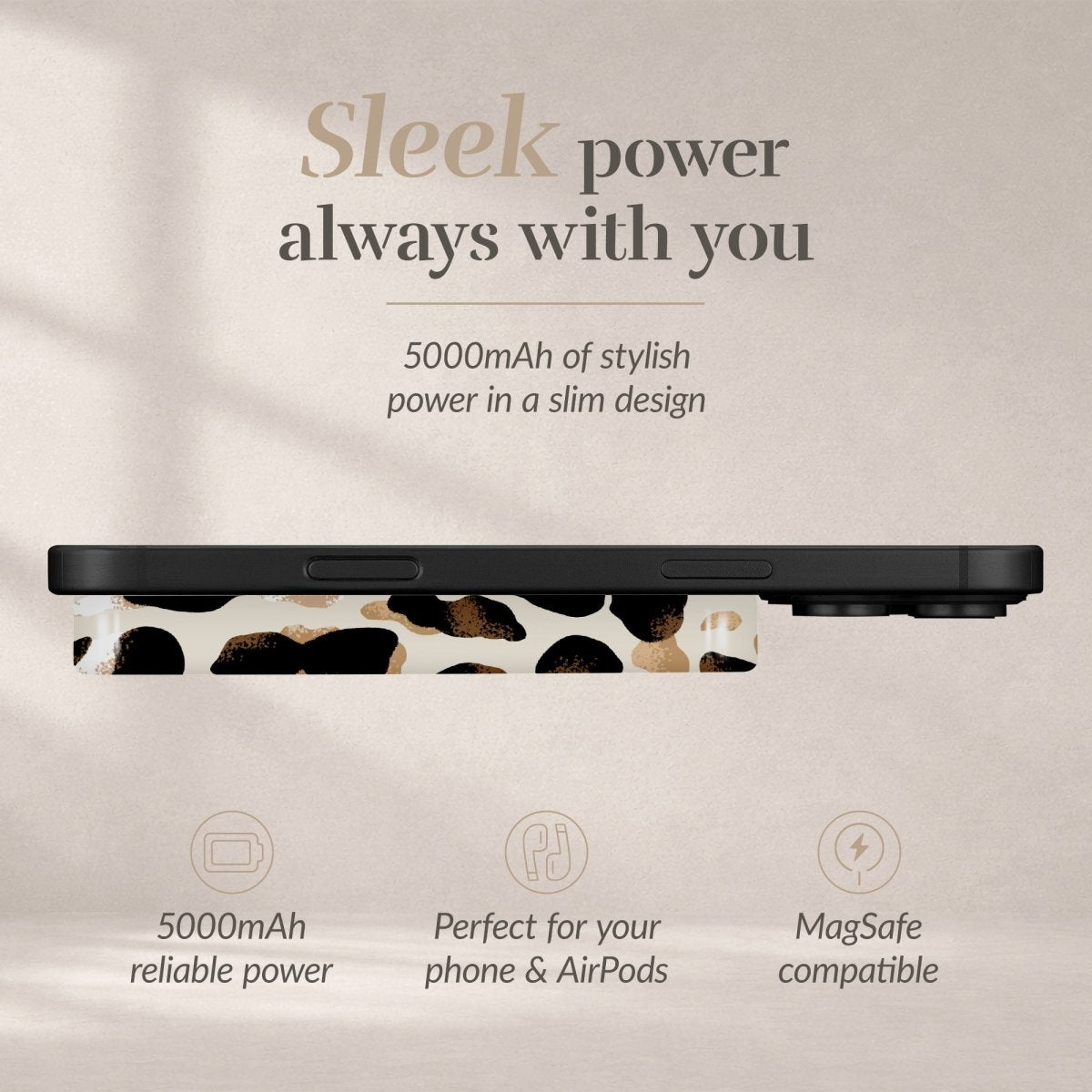 Mio By Mobilize Mio Powerbank 5000Mah With Double Sided Magsafe Compatibility Leopard - Matt - 123TelecomShop