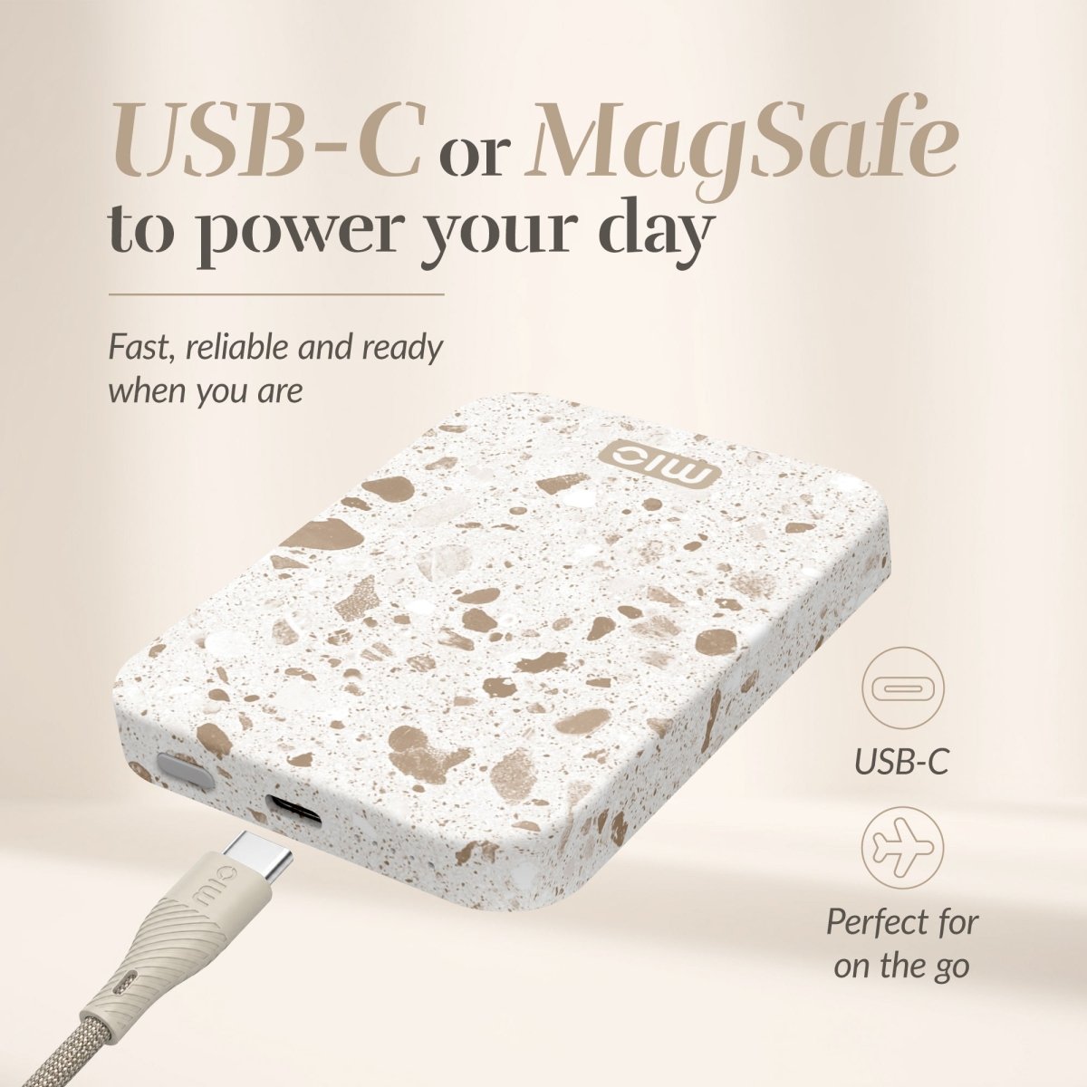 Mio By Mobilize Mio Powerbank 5000Mah With Double Sided Magsafe Compatibility Soft Terrazzo - Matt - 123TelecomShop