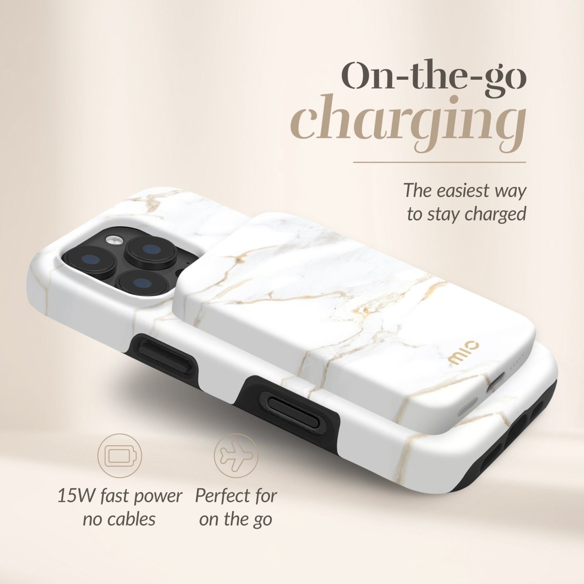 Mio By Mobilize Mio Powerbank 5000Mah With Double Sided Magsafe Compatibility White Marble - Matt - 123TelecomShop