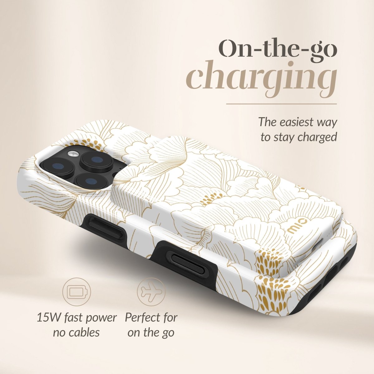 Mio By Mobilize Mio Powerbank 5000Mah With Double Sided Magsafe Compatibility White Roses - Glossy - 123TelecomShop