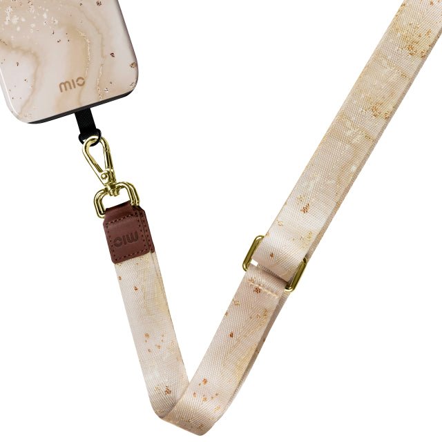 MIO Lanyard Universeel Nylon Telefoonkoord / Telefoonketting Gold Marble - 123TelecomShop